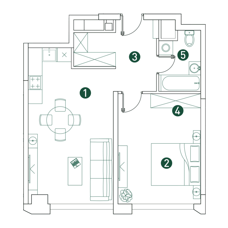 2 ккв (Евро) 51,7 м²