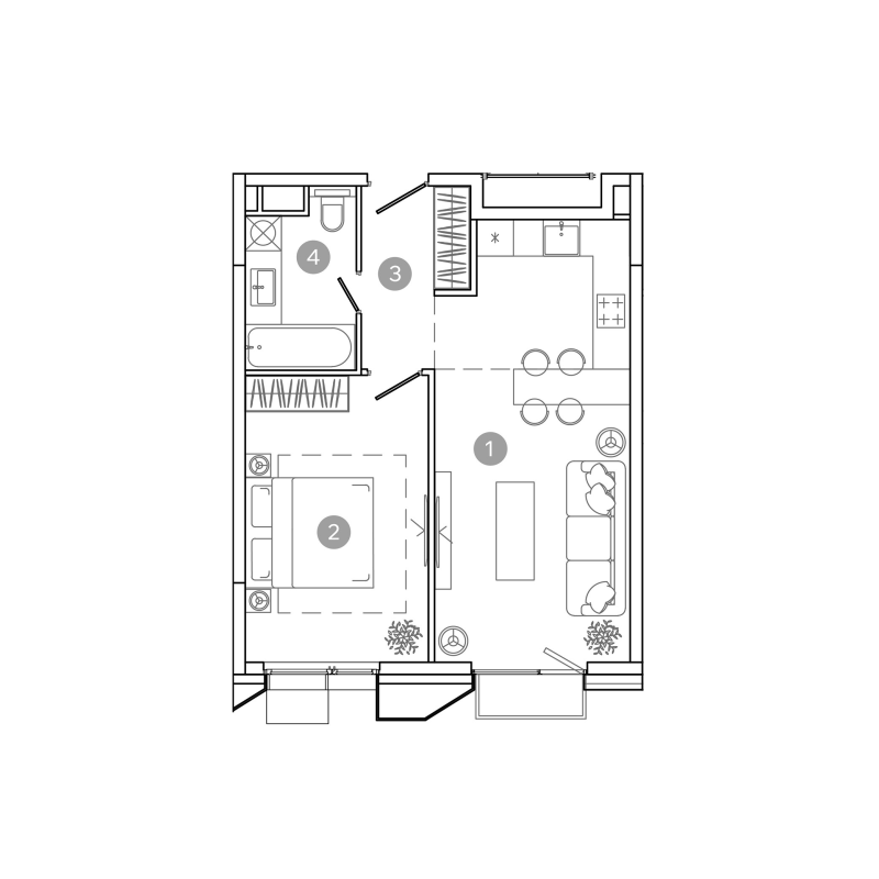 2 ккв (Евро) 45,3 м²