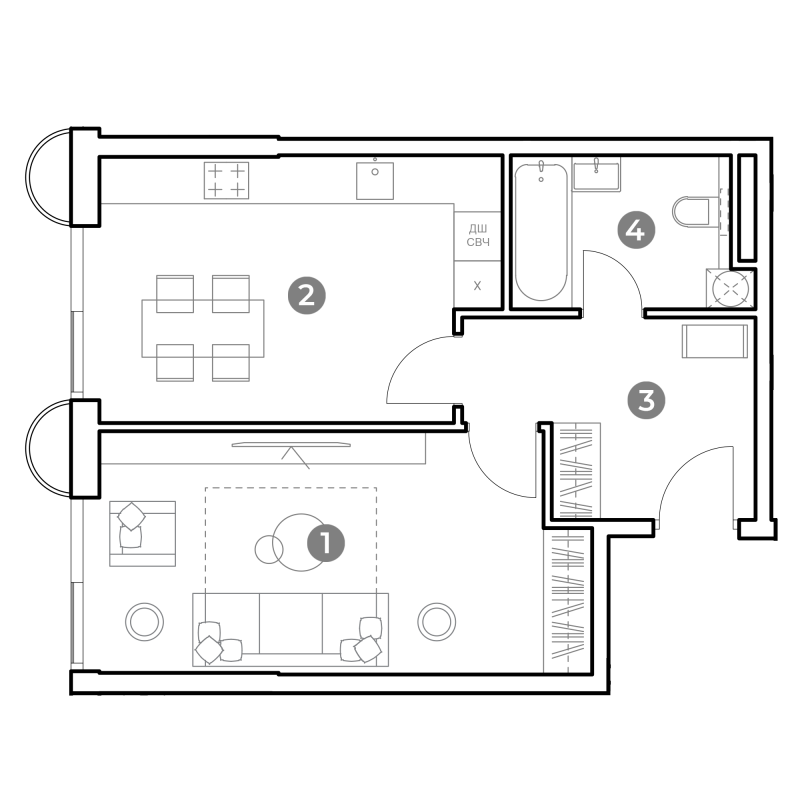 1 ккв 46,5 м²