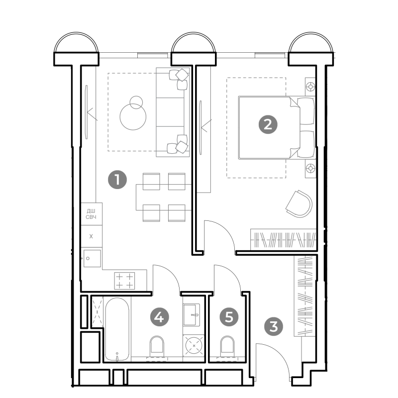 2 ккв (Евро) 50,5 м²
