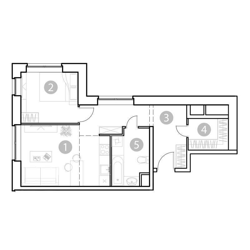 2 ккв (Евро) 47 м²