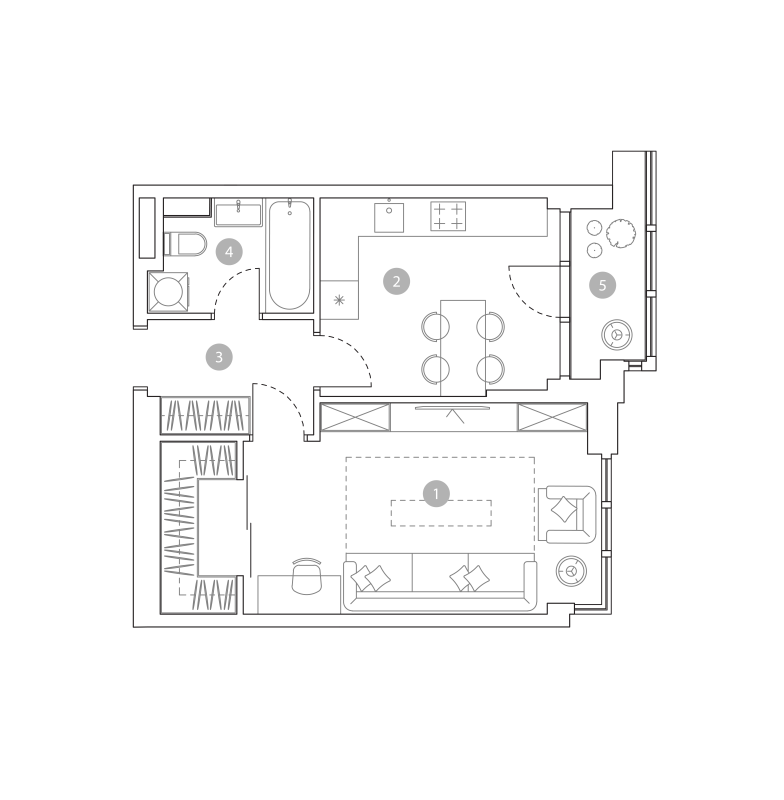 1 ккв 42,9 м²
