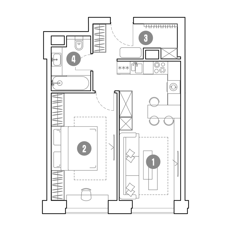 2 ккв (Евро) 45,5 м²