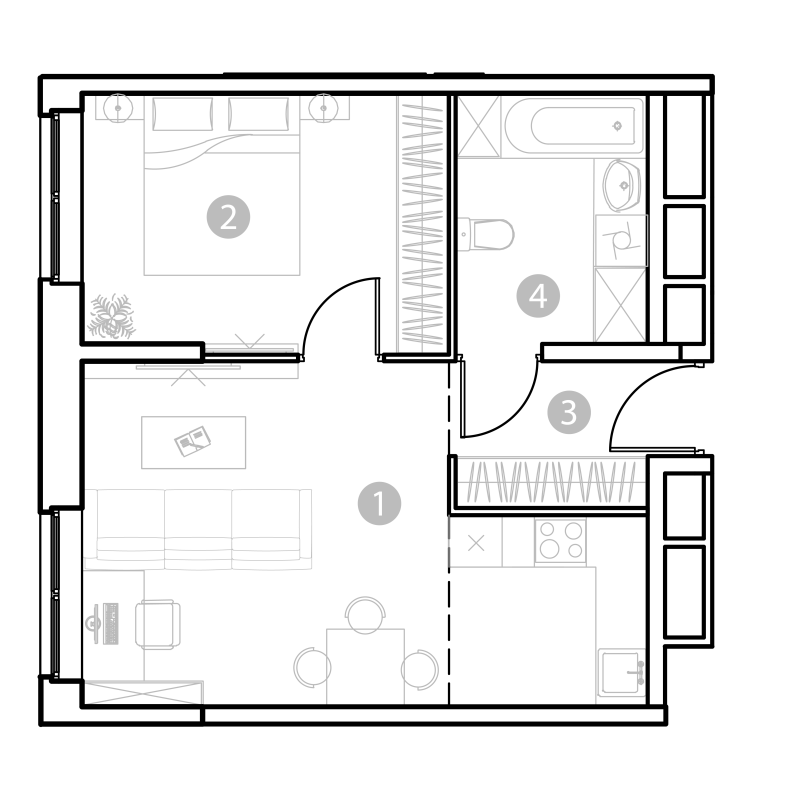 2 ккв (Евро) 46,6 м²