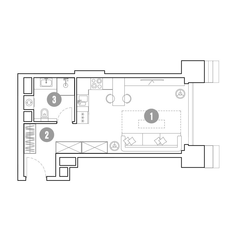 Студия 31,8 м²
