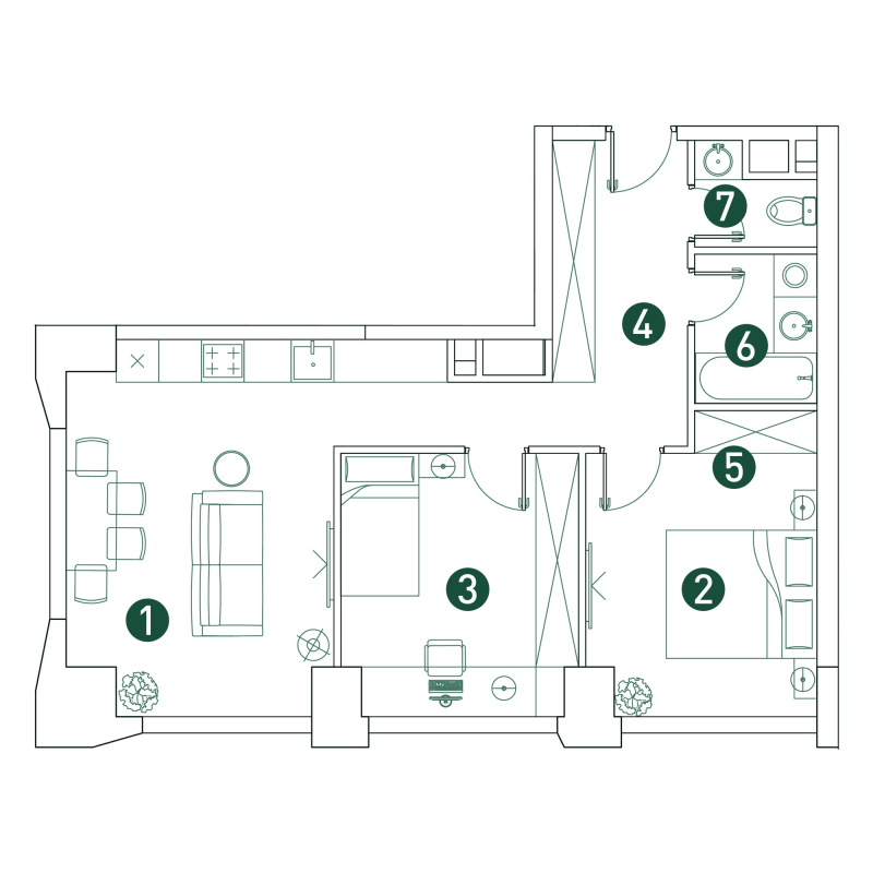3 ккв (Евро) 61,1 м²