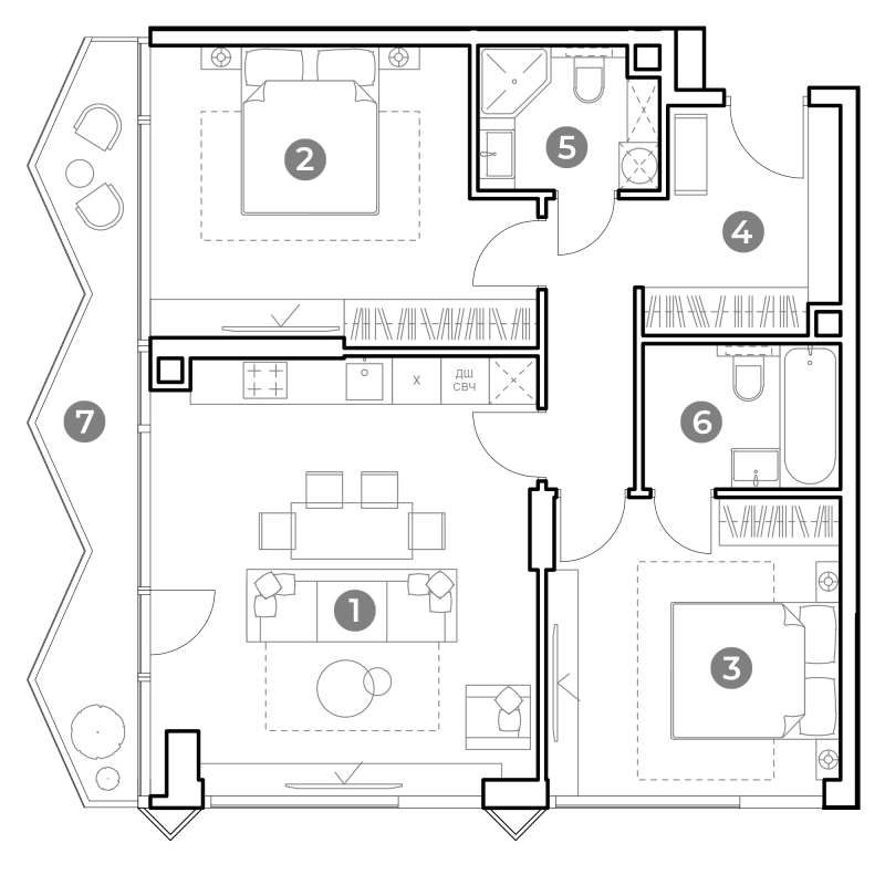 3 ккв (Евро) 82,7 м²