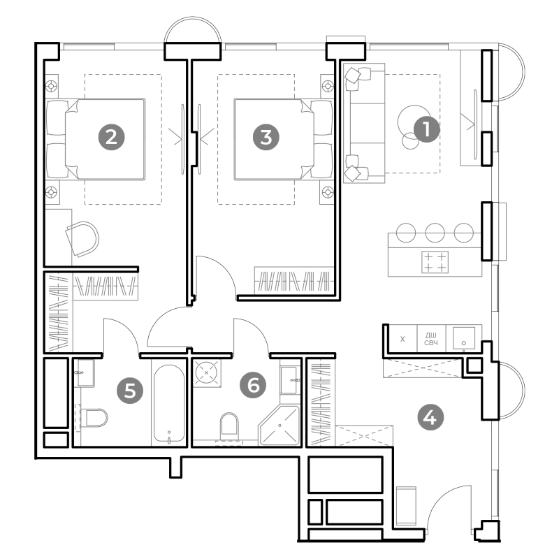 3 ккв (Евро) 74,6 м²