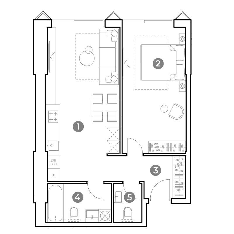 2 ккв (Евро) 56,7 м²