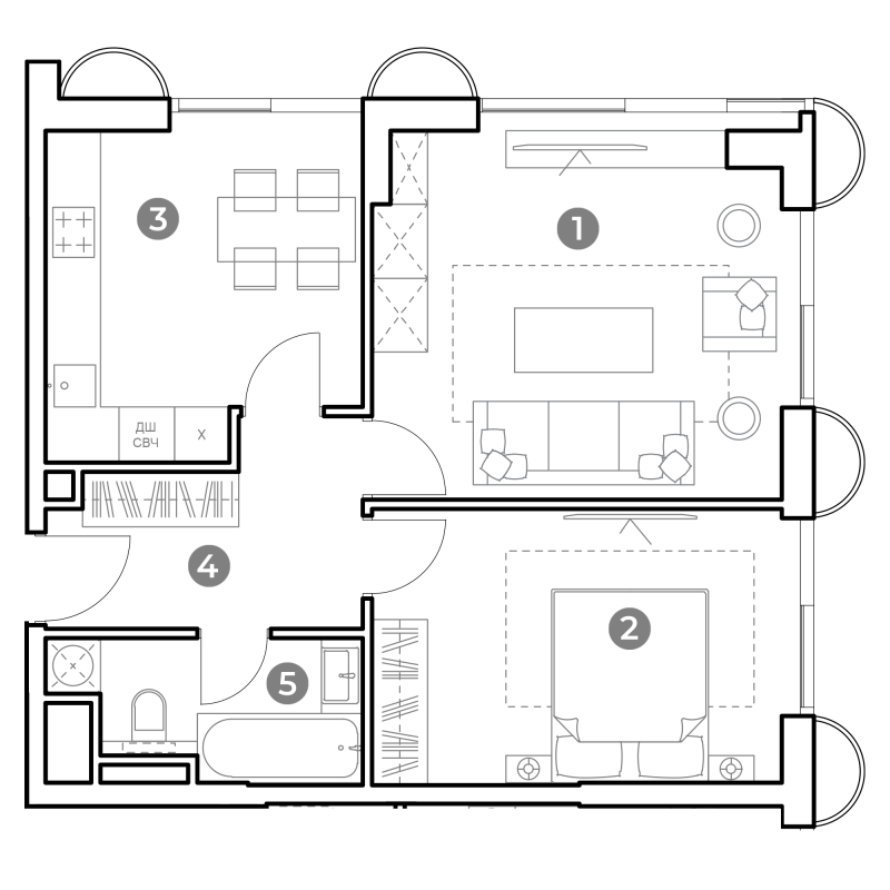 2 ккв 55,7 м²