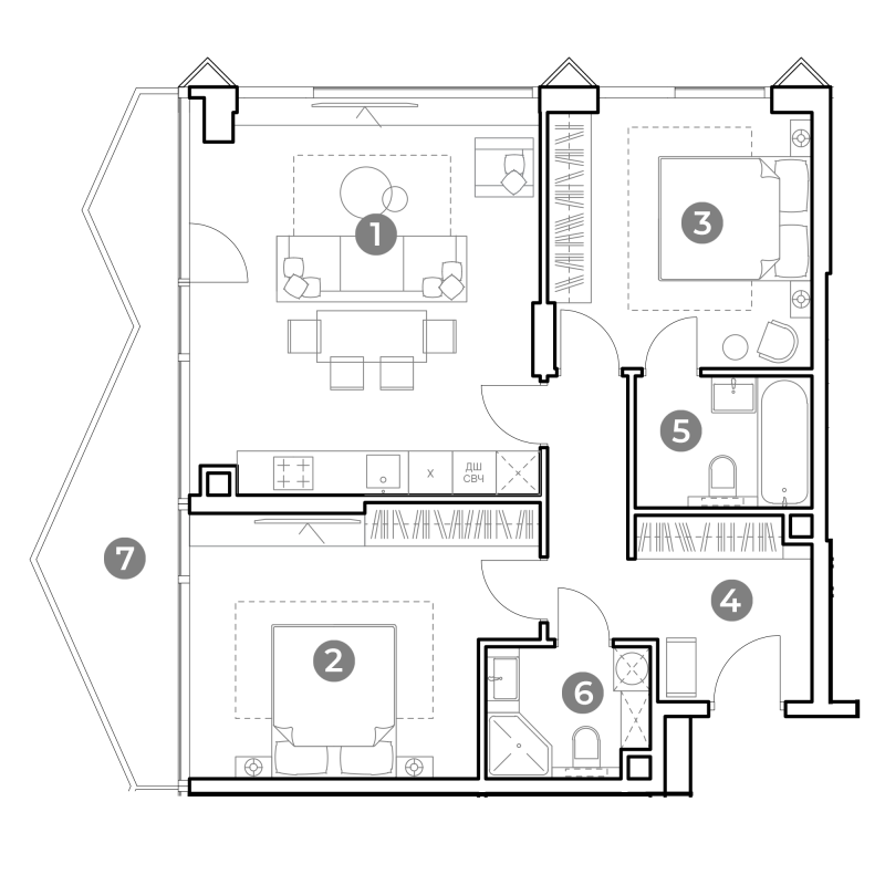 3 ккв (Евро) 81,9 м²