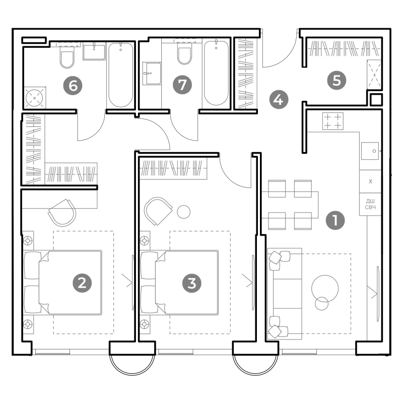 3 ккв (Евро) 73 м²