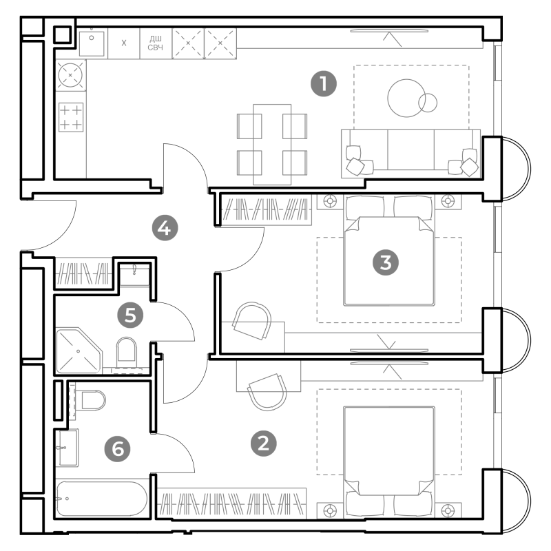 3 ккв (Евро) 71,4 м²