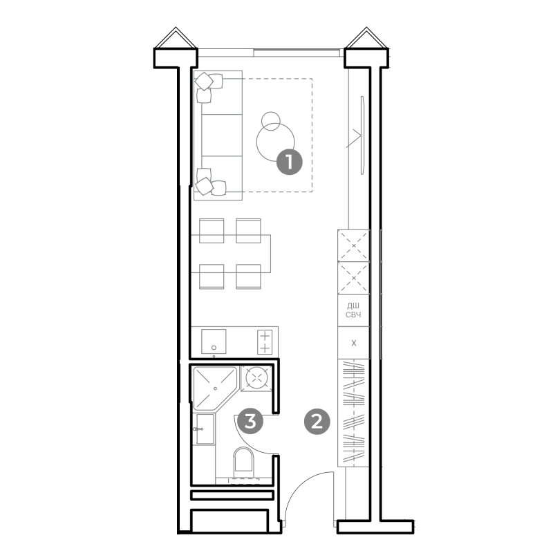 Студия 27,5 м²