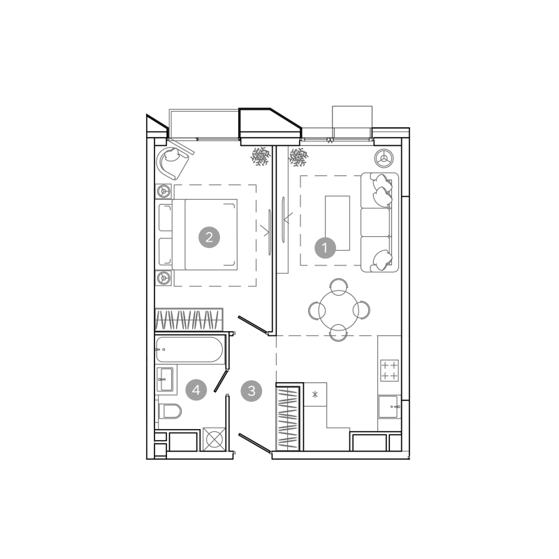 2 ккв (Евро) 45,7 м²