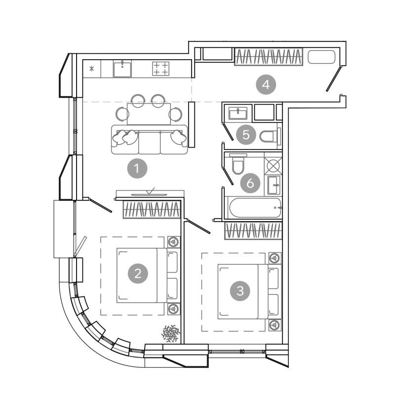 3 ккв (Евро) 61,5 м²