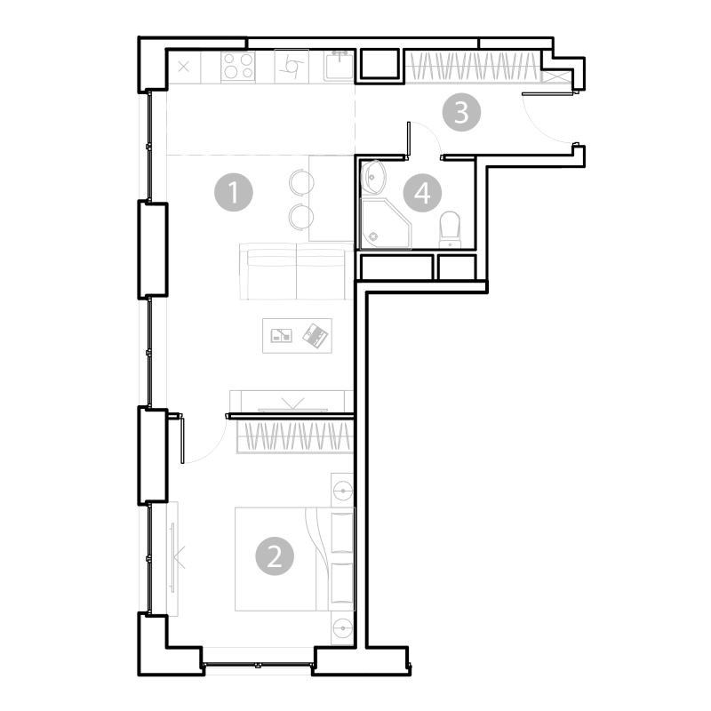 2 ккв (Евро) 45,3 м²