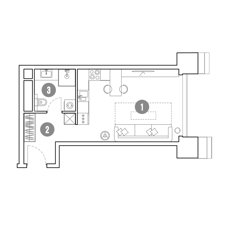Студия 31,6 м²