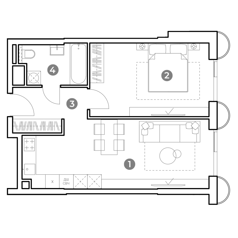 2 ккв (Евро) 50,1 м²