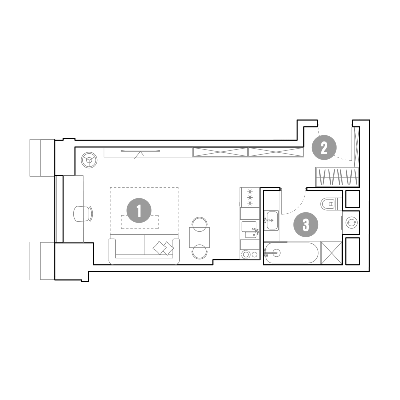 Студия 29,6 м²