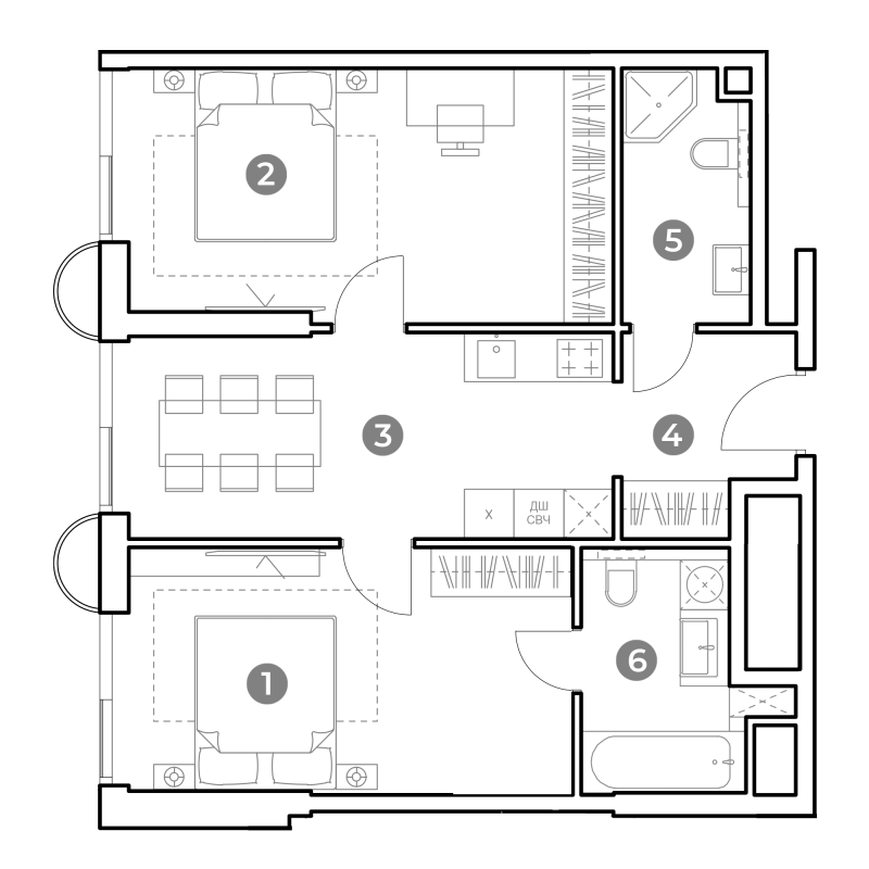 2 ккв 65,2 м²