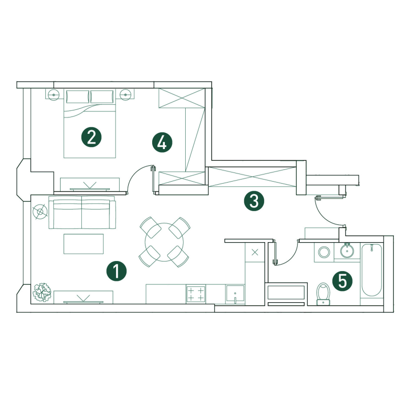 2 ккв (Евро) 51,3 м²