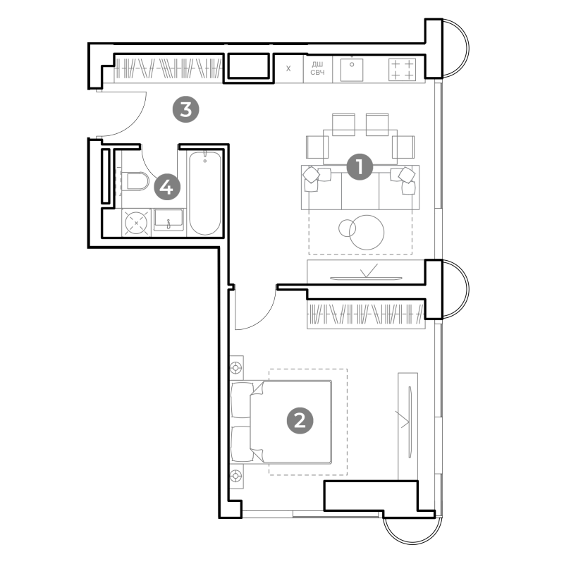 2 ккв (Евро) 46,2 м²