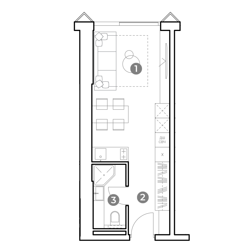 Студия 26,7 м²