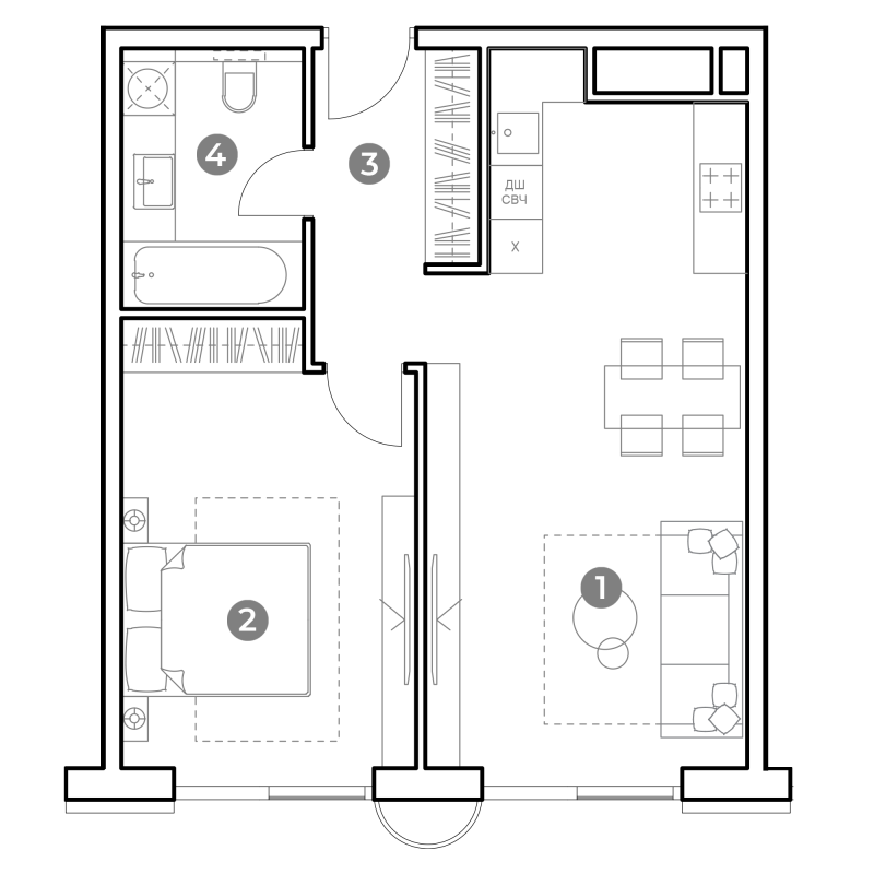 2 ккв (Евро) 54,2 м²