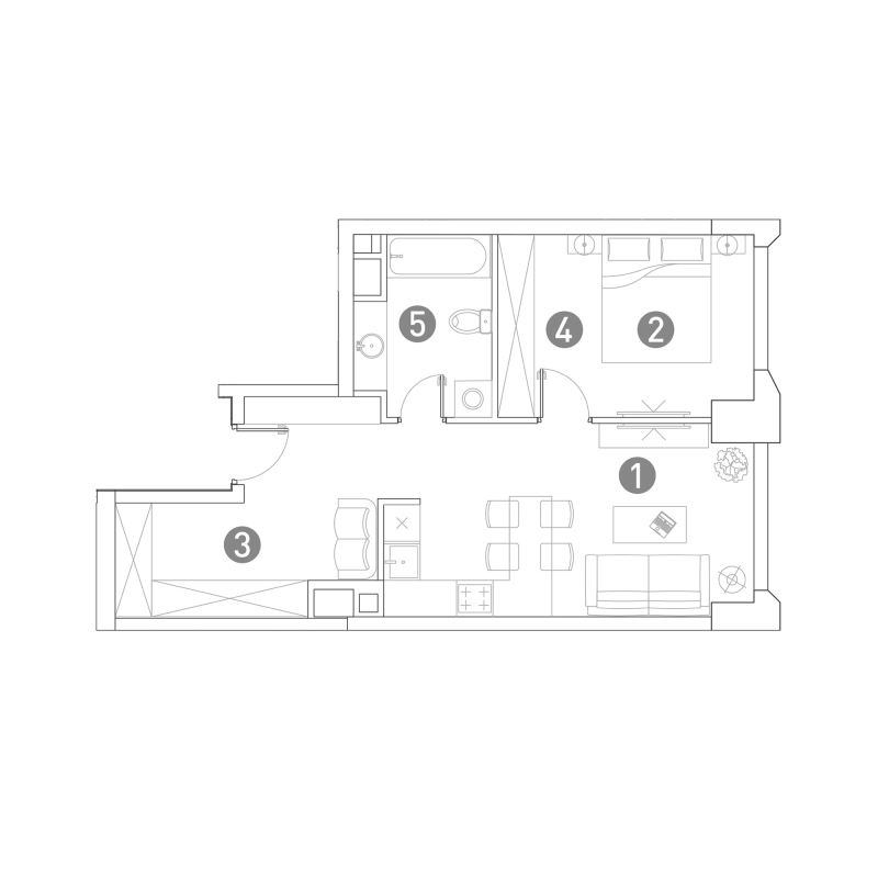 2 ккв (Евро) 49 м²