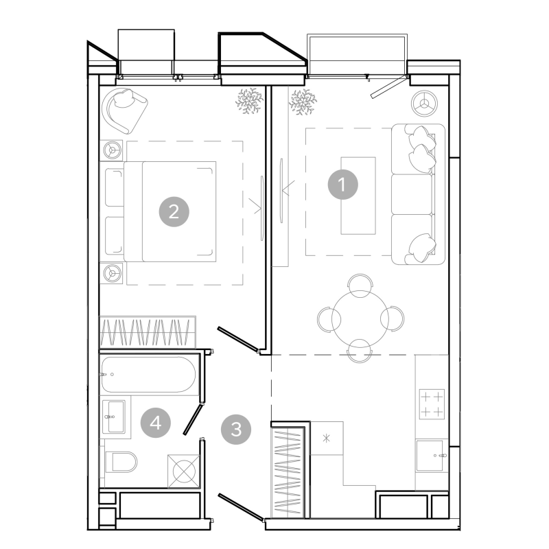 2 ккв (Евро) 45,7 м²