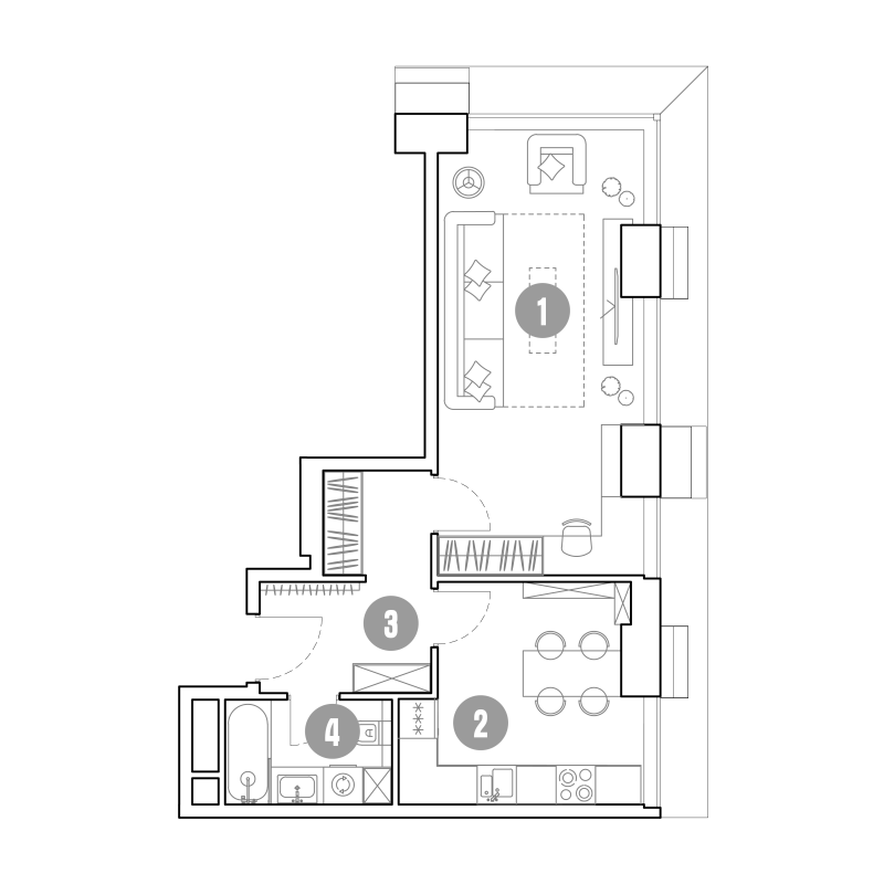 1 ккв 43,5 м²