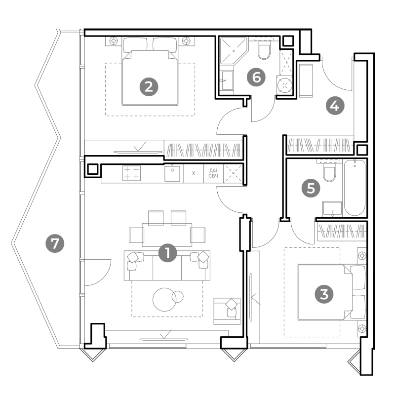 3 ккв (Евро) 85,4 м²