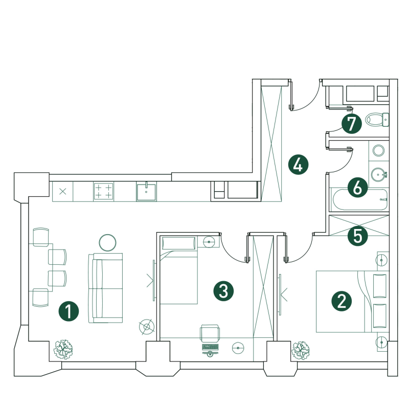 3 ккв (Евро) 61,3 м²