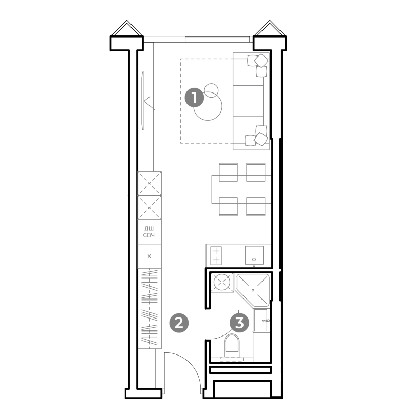 Студия 27,5 м²
