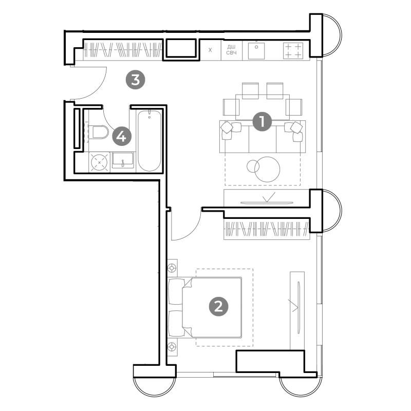 2 ккв (Евро) 46,2 м²