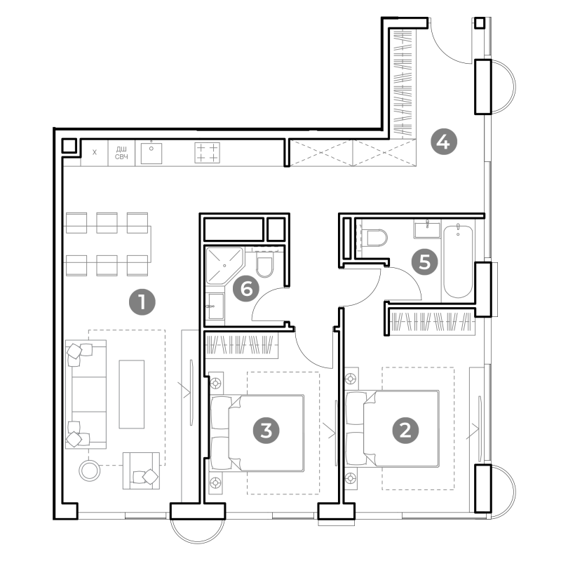 3 ккв (Евро) 76,9 м²