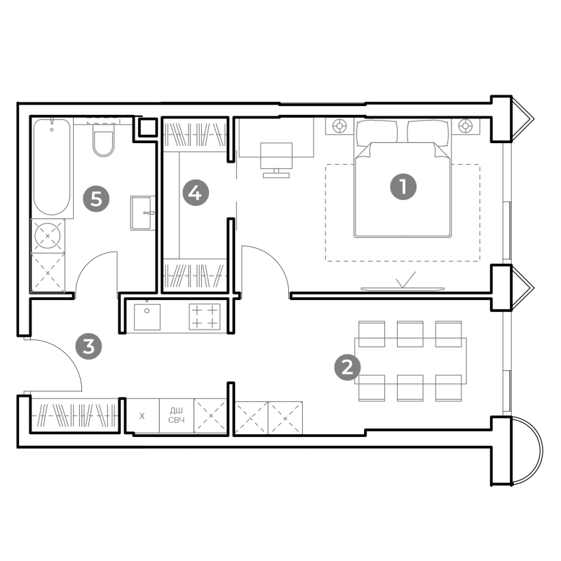 1 ккв 43,3 м²