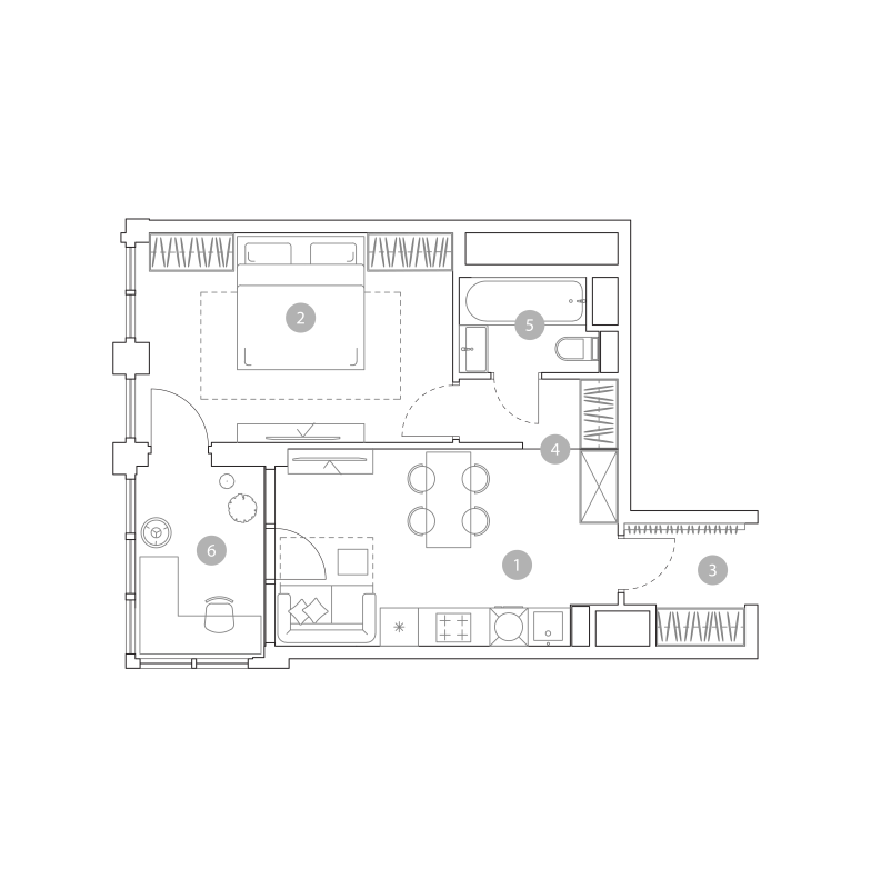 2 ккв (Евро) 45,5 м²