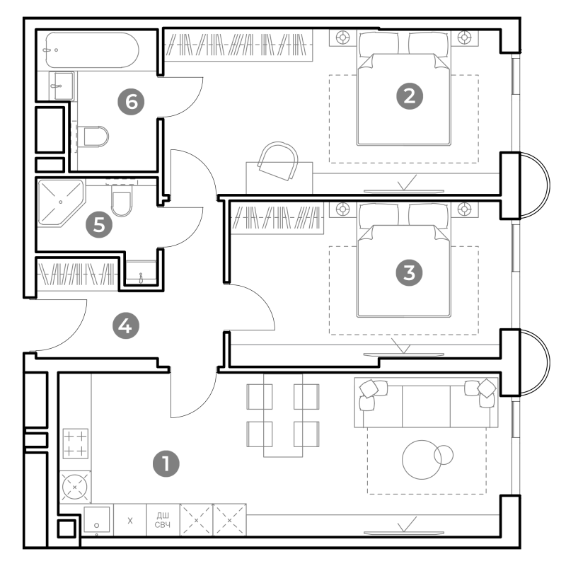 3 ккв (Евро) 73,2 м²