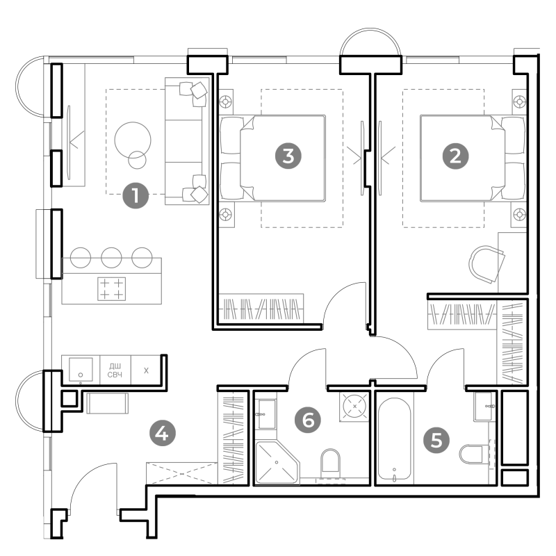 3 ккв (Евро) 72,2 м²