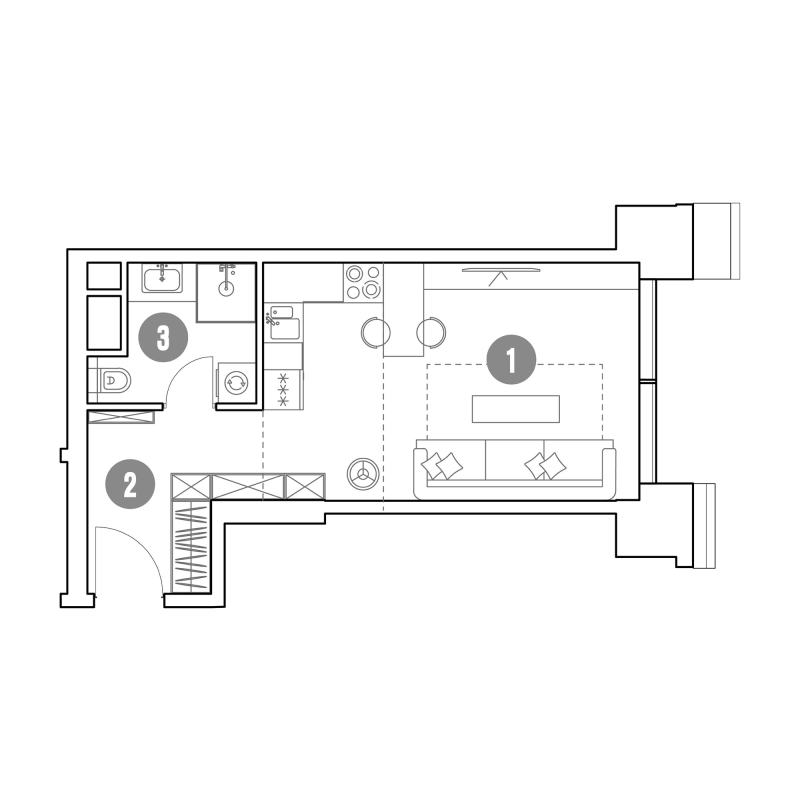 Студия 31 м²