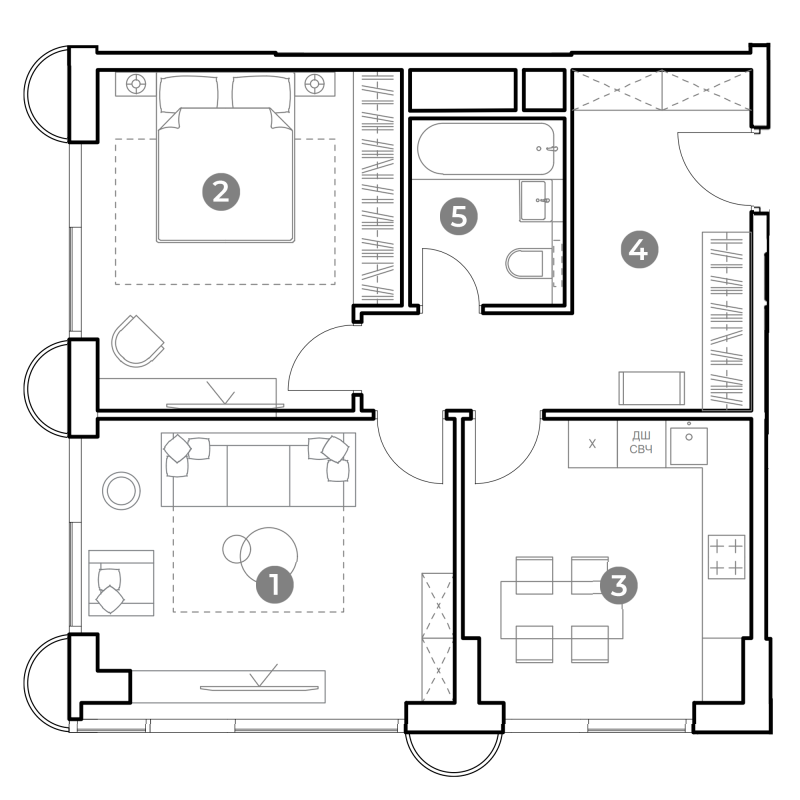 2 ккв 61,8 м²