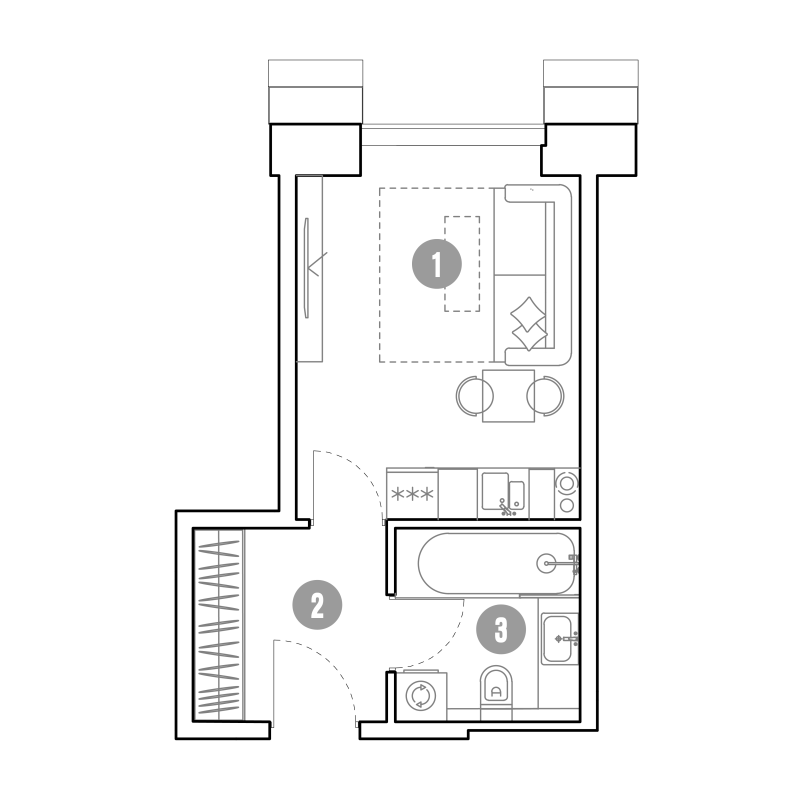 Студия 23,9 м²