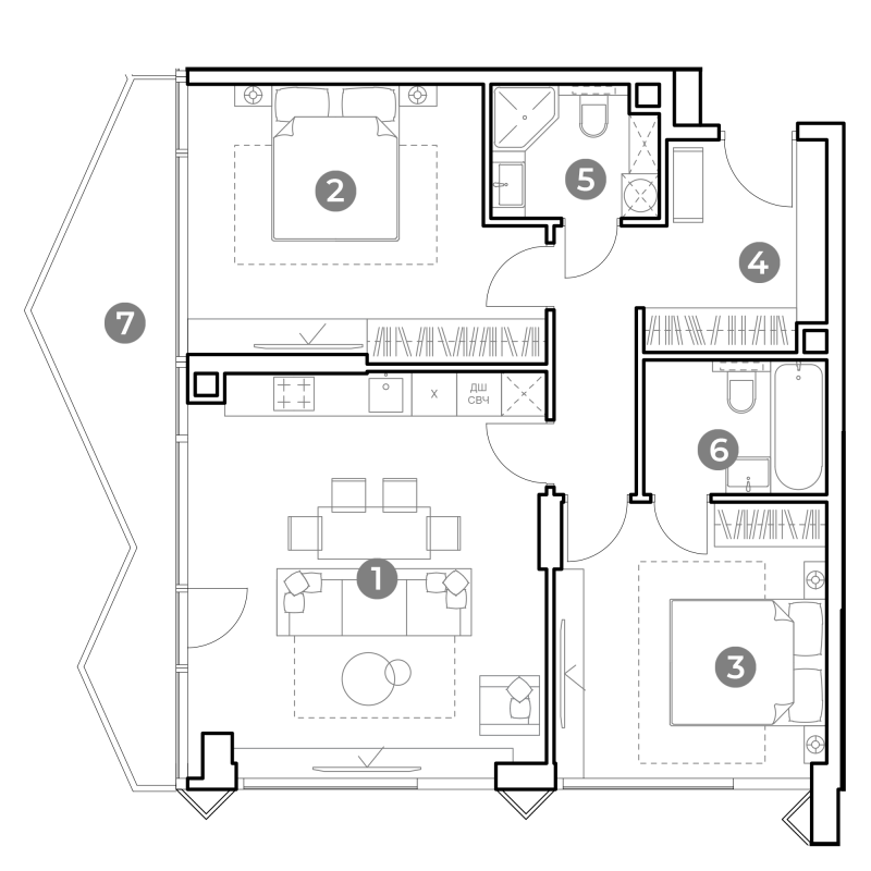 3 ккв (Евро) 85,4 м²