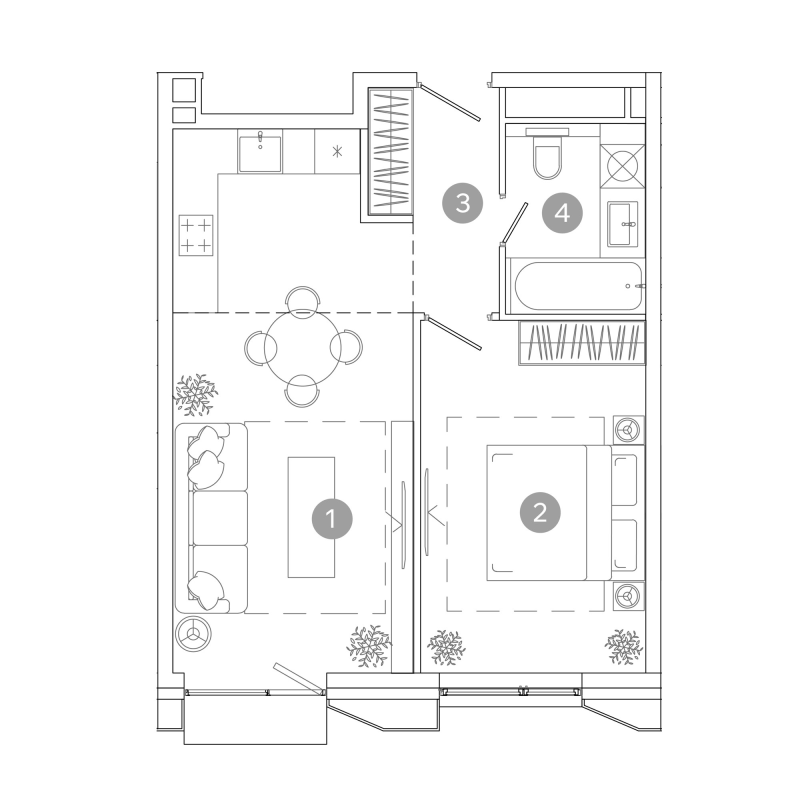 2 ккв (Евро) 45,4 м²