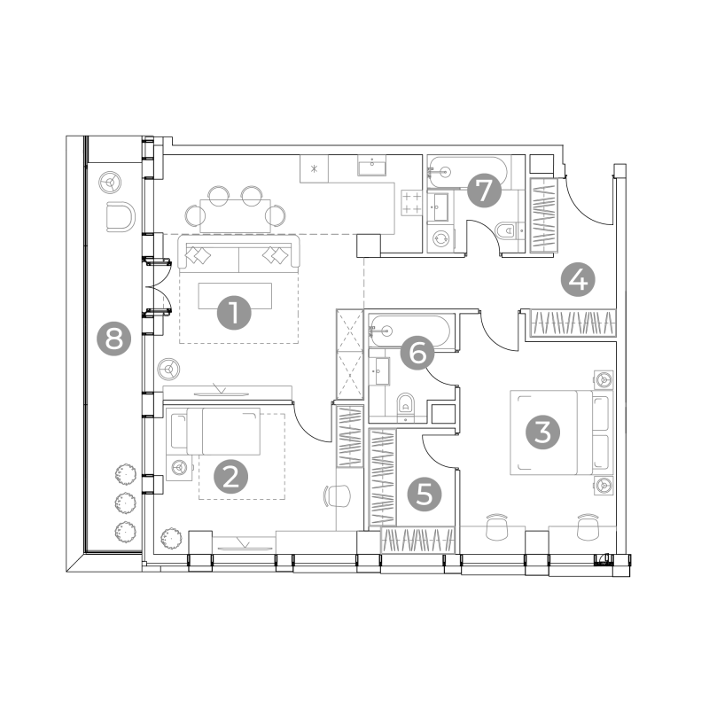 3 ккв (Евро) 88 м²