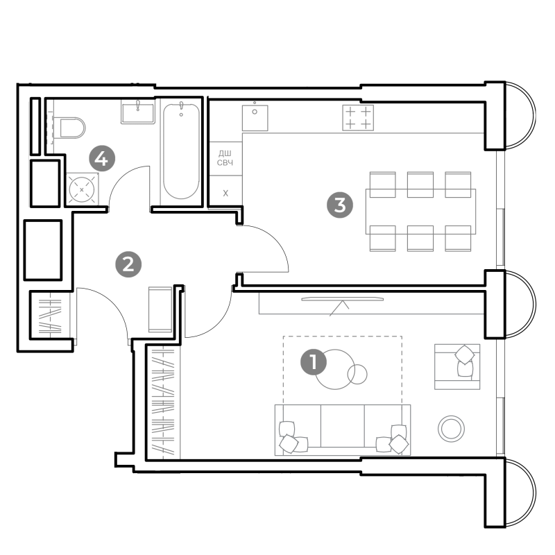 1 ккв 44,8 м²