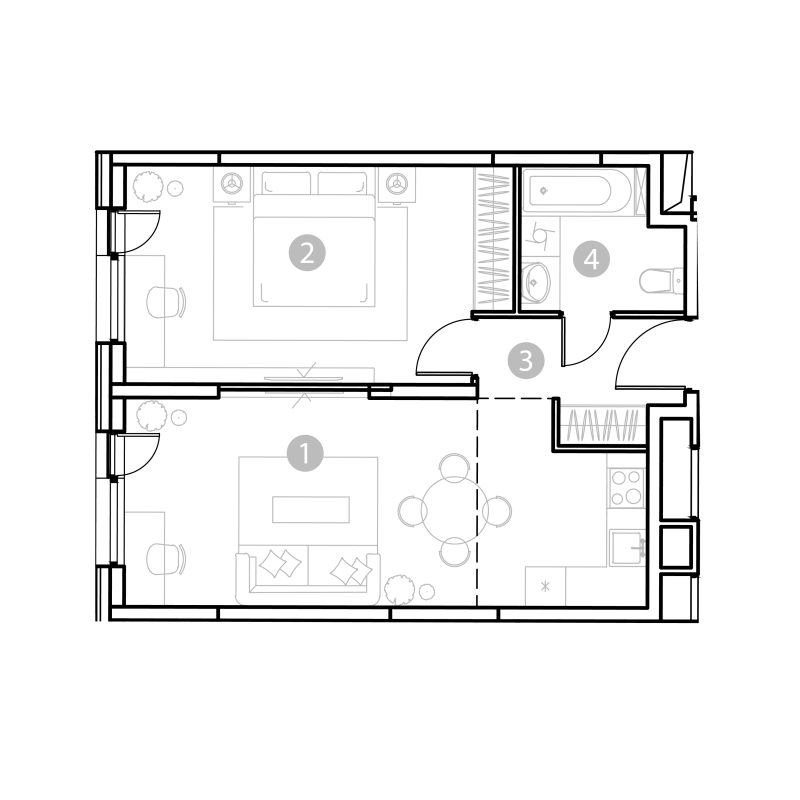 2 ккв (Евро) 50,6 м²