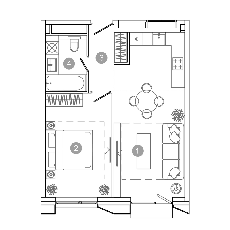2 ккв (Евро) 45,4 м²